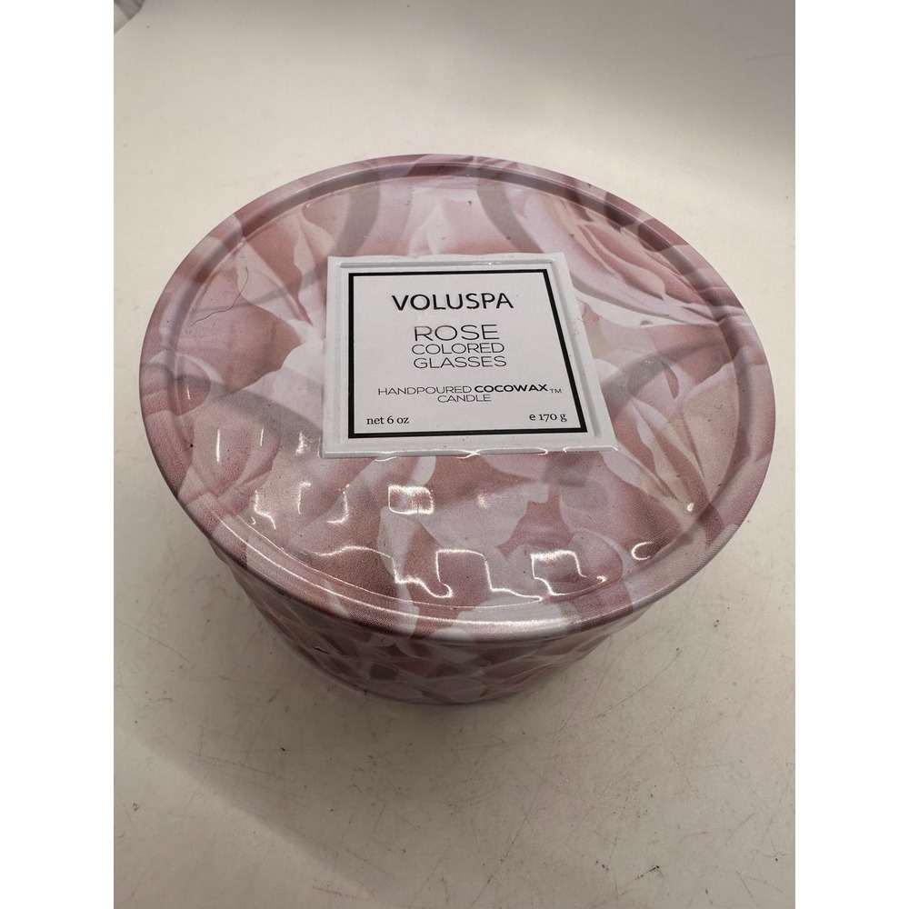 Voluspa Rose Colored Glasses 6 oz CocoWax Candle New Unused Tin 2 Wick